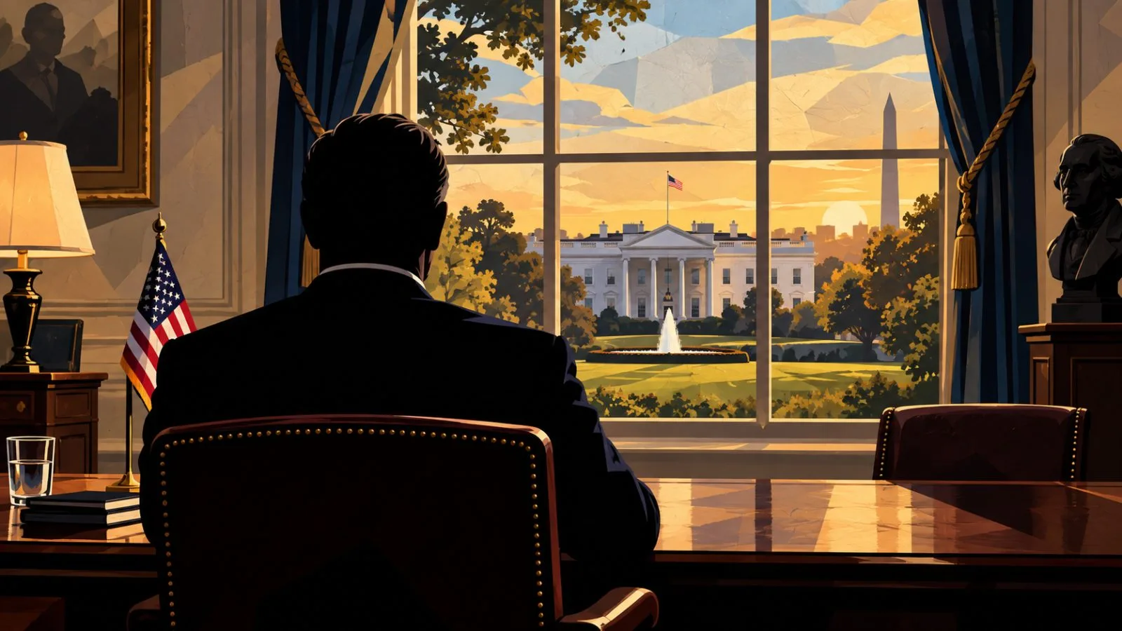 An interview chair faces a window overlooking the White House grounds / TokenPost.ai