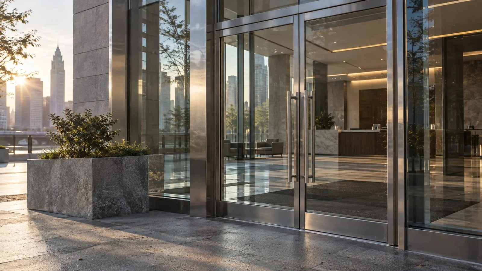 Morning light falls across a modern bank entrance in Columbus / TokenPost.ai