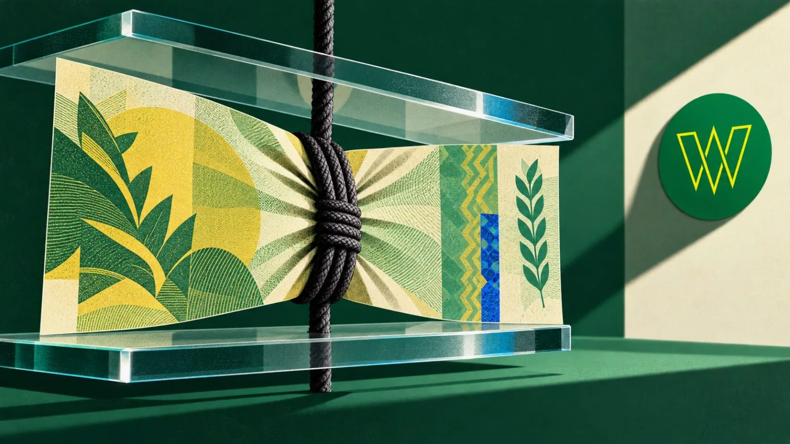A Brazilian real banknote held between clear glass plates / TokenPost.ai