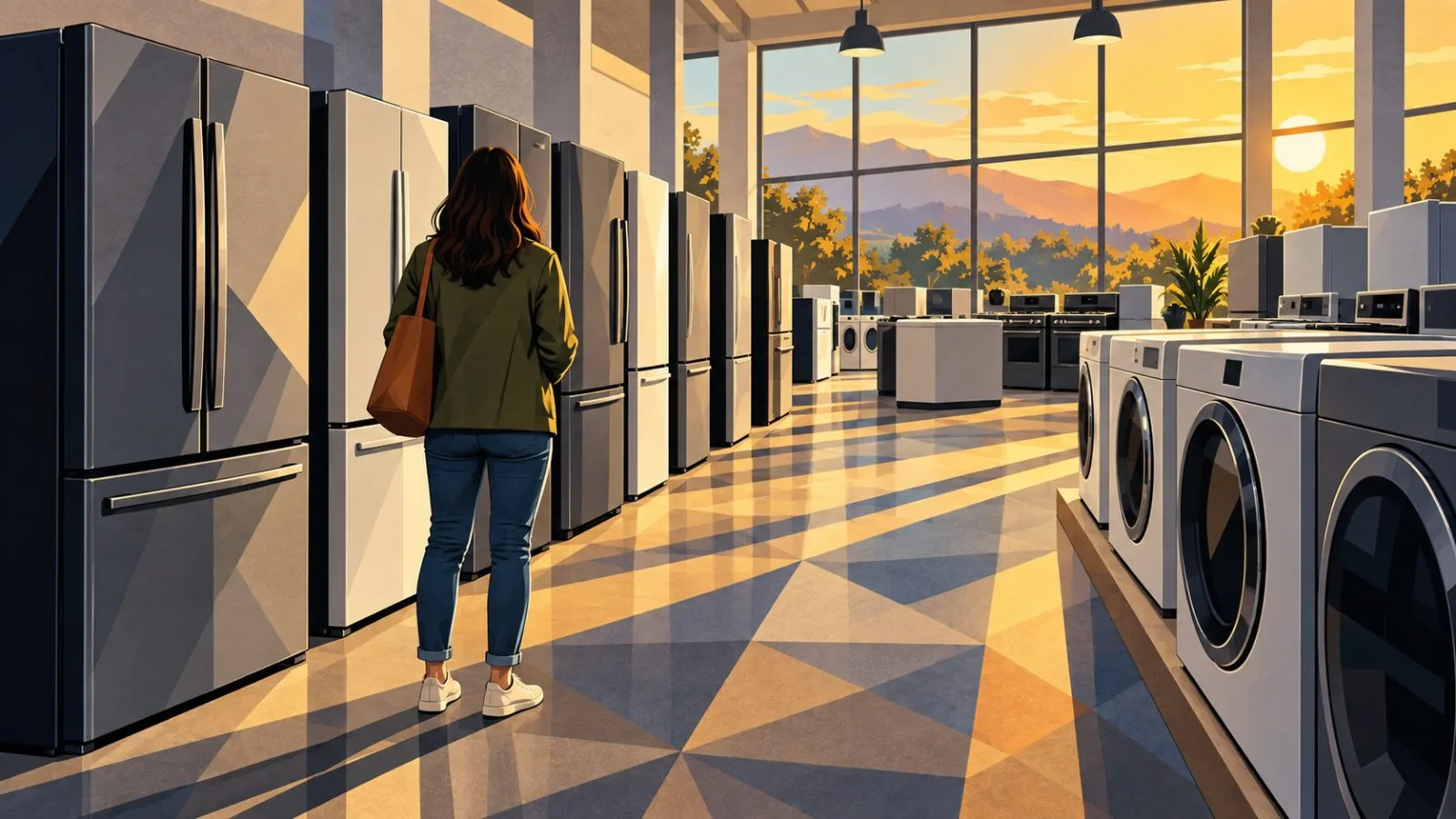 Shopper stands among household appliances in a quiet store aisle / TokenPost.ai