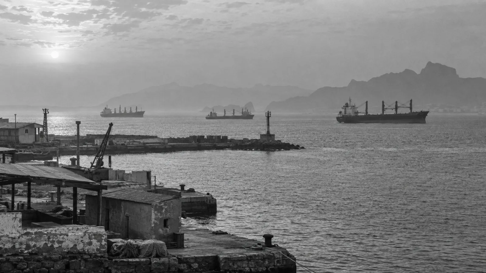 Cargo vessels sit offshore beside Mokha’s hazy coastline / TokenPost.ai