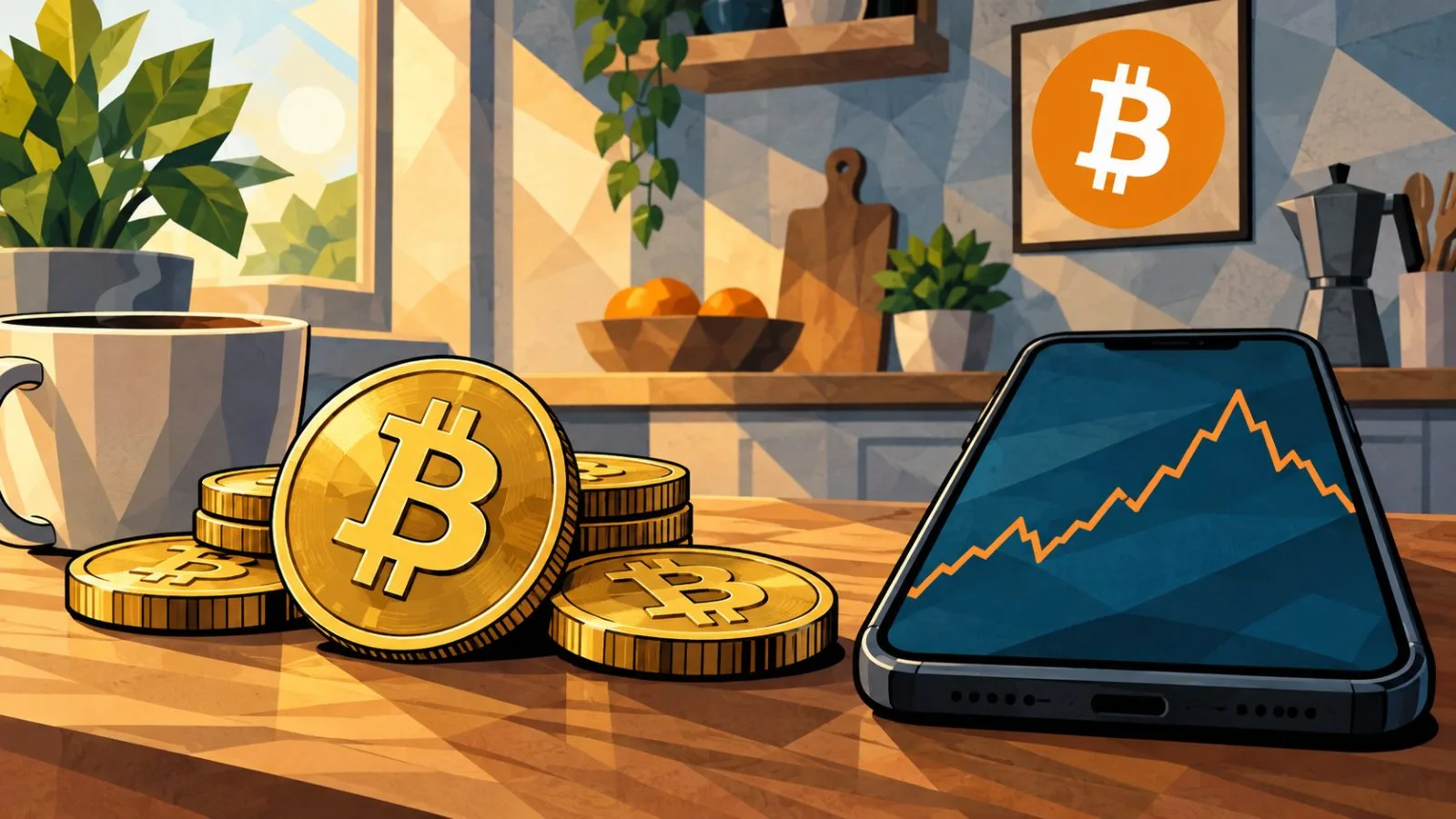 Unmarked metal tokens rest beside a phone on a wooden table / TokenPost.ai