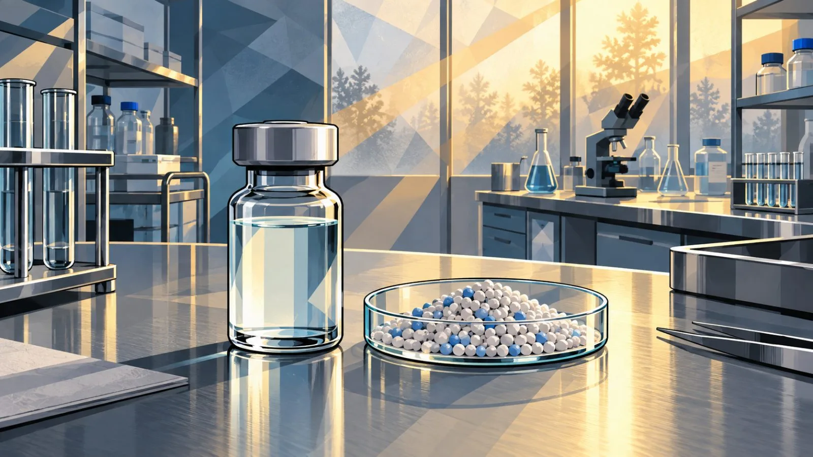 Injectable vial beside coated drug particles in a sterile laboratory / TokenPost.ai