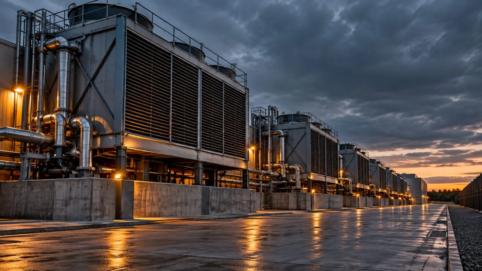 Cooling units line an empty service road outside a data center / TokenPost.ai