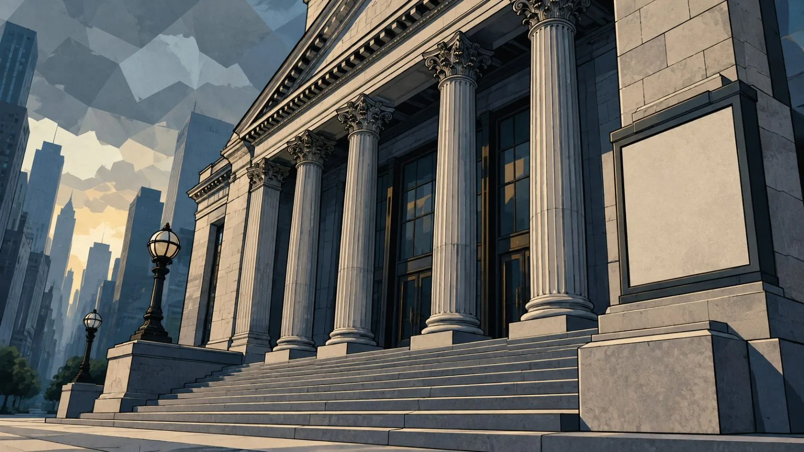 Closed exchange entrance beneath an overcast morning sky / TokenPost.ai