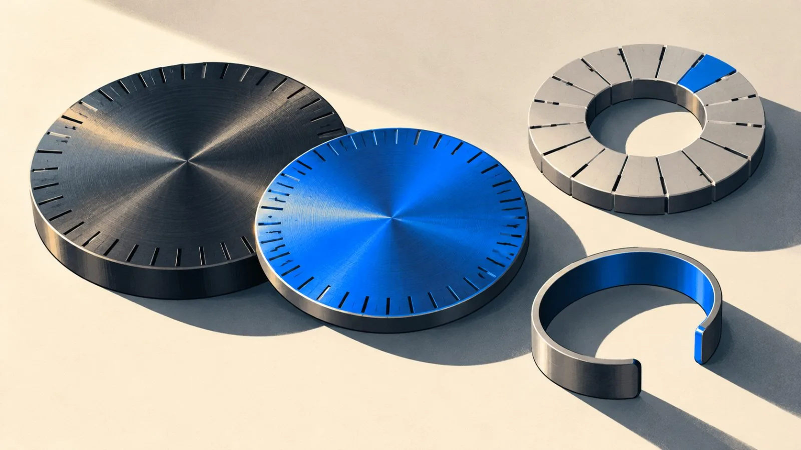 Two metal discs sit beside a notched calendar wheel / TokenPost.ai
