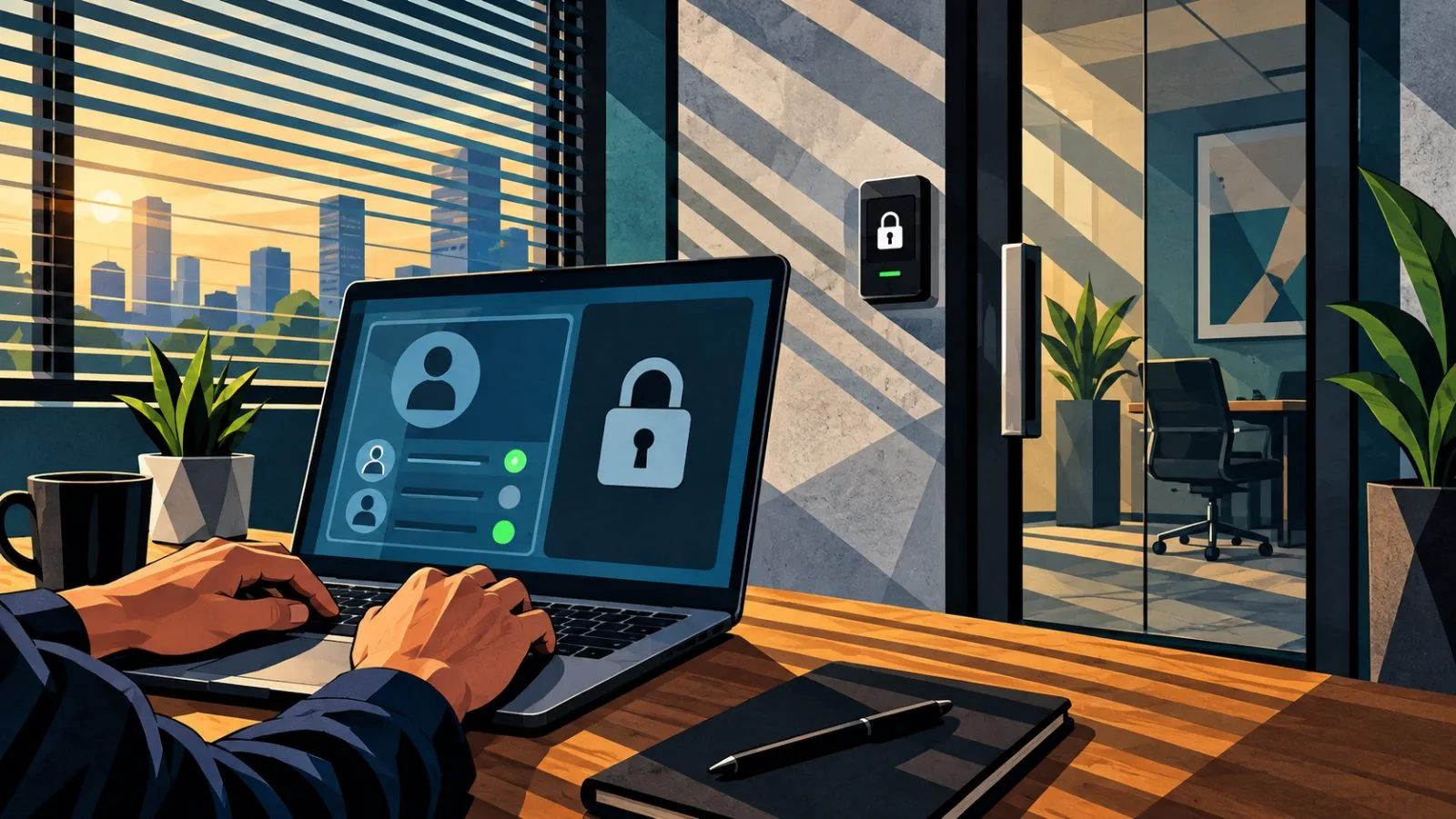 Hands review access controls beside a secured office doorway / TokenPost.ai