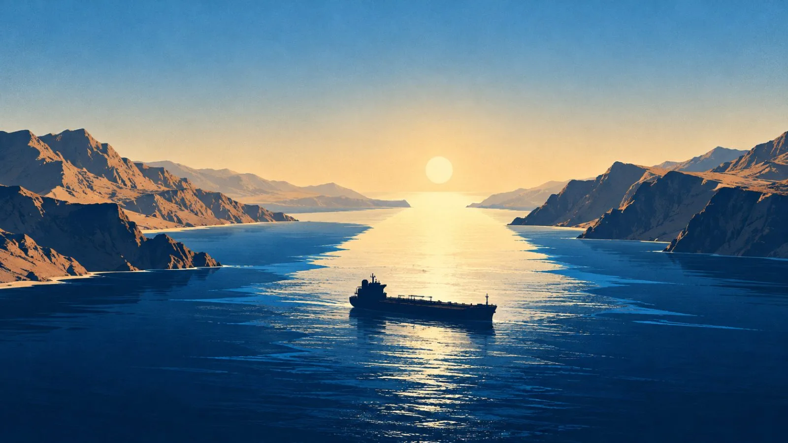A commercial tanker waits in the Strait of Hormuz at dawn / TokenPost.ai