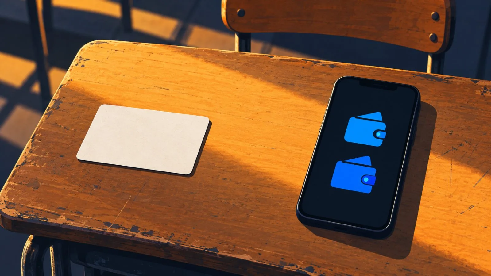 A blank permit card and phone sit apart on a school desk / TokenPost.ai