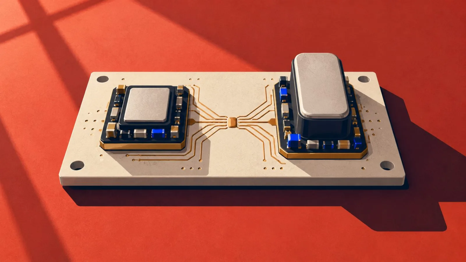 Two semiconductor modules sit side by side on a ceramic board / TokenPost.ai