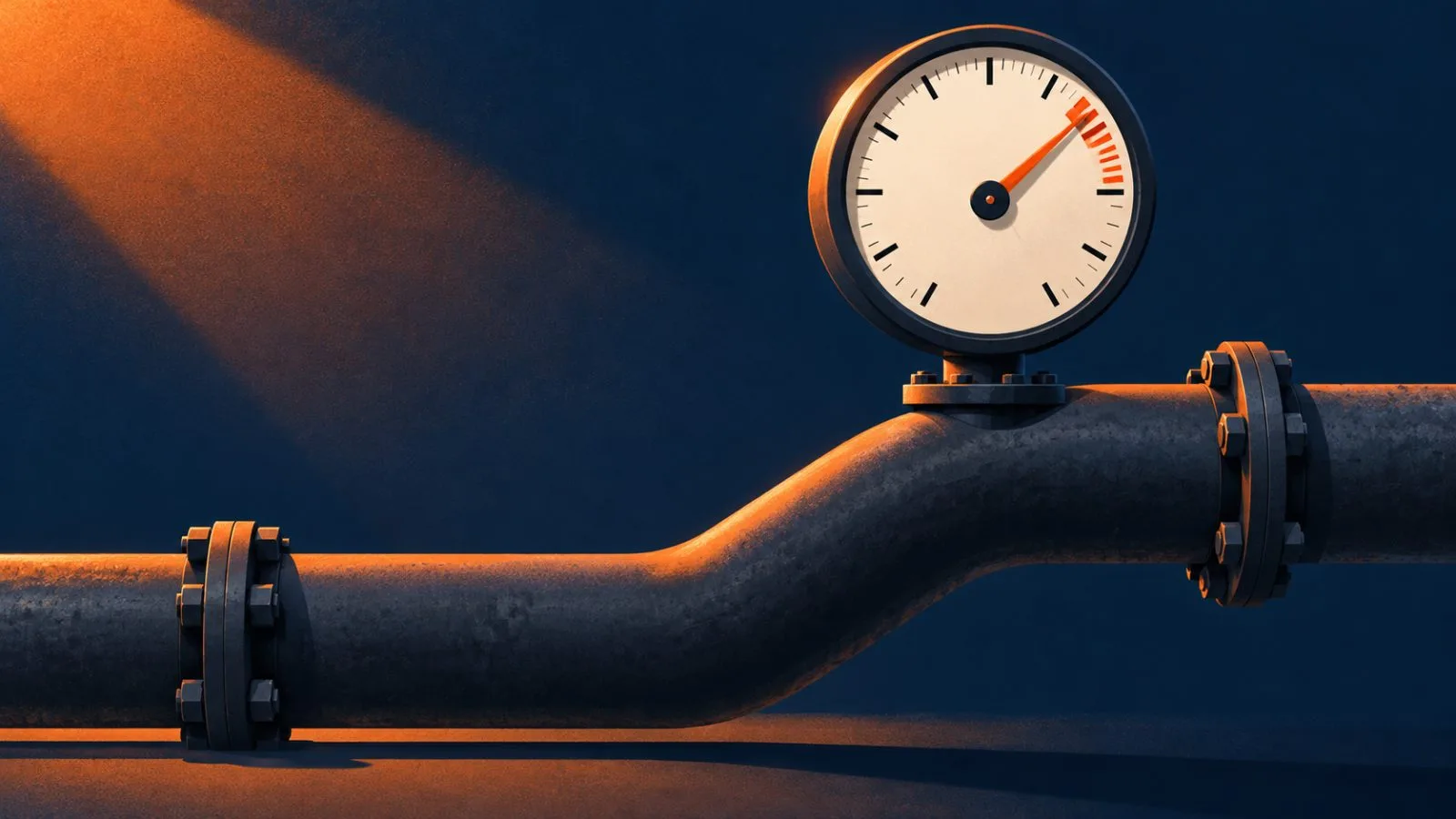 An industrial gauge needle points high on a steel pipe / TokenPost.ai
