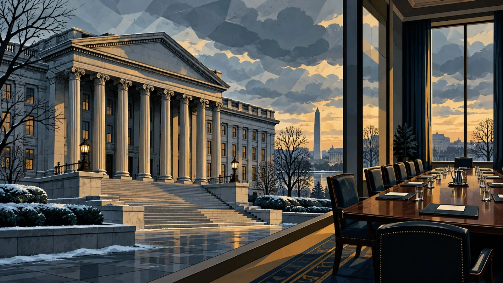 Government building stands quiet beneath a tense overcast sky / TokenPost.ai