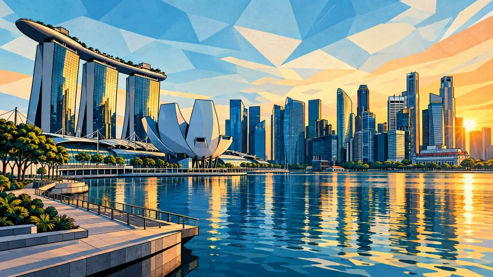 Singapore skyline reflected across the waterfront in morning light / TokenPost.ai