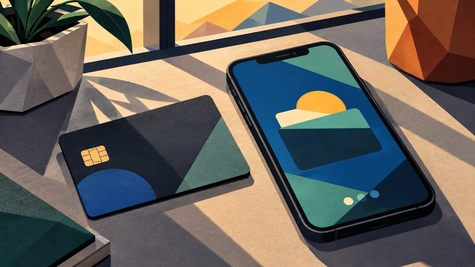 A payment card rests beside a smartphone displaying a wallet interface / TokenPost.ai