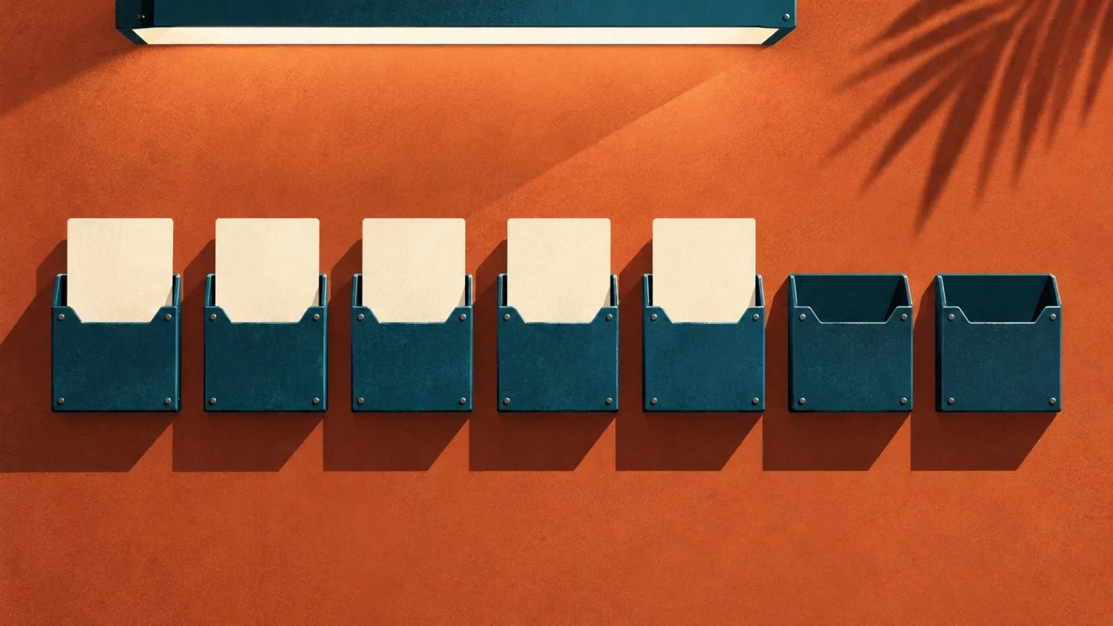 Five blank timecards sit beside two empty slots / TokenPost.ai