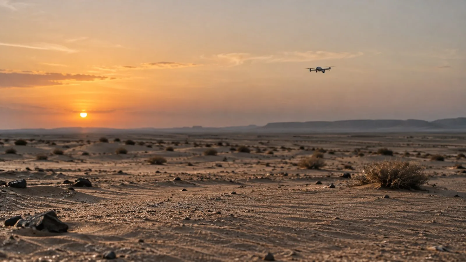 A small drone crosses the eastern Saudi desert at dusk / TokenPost.ai