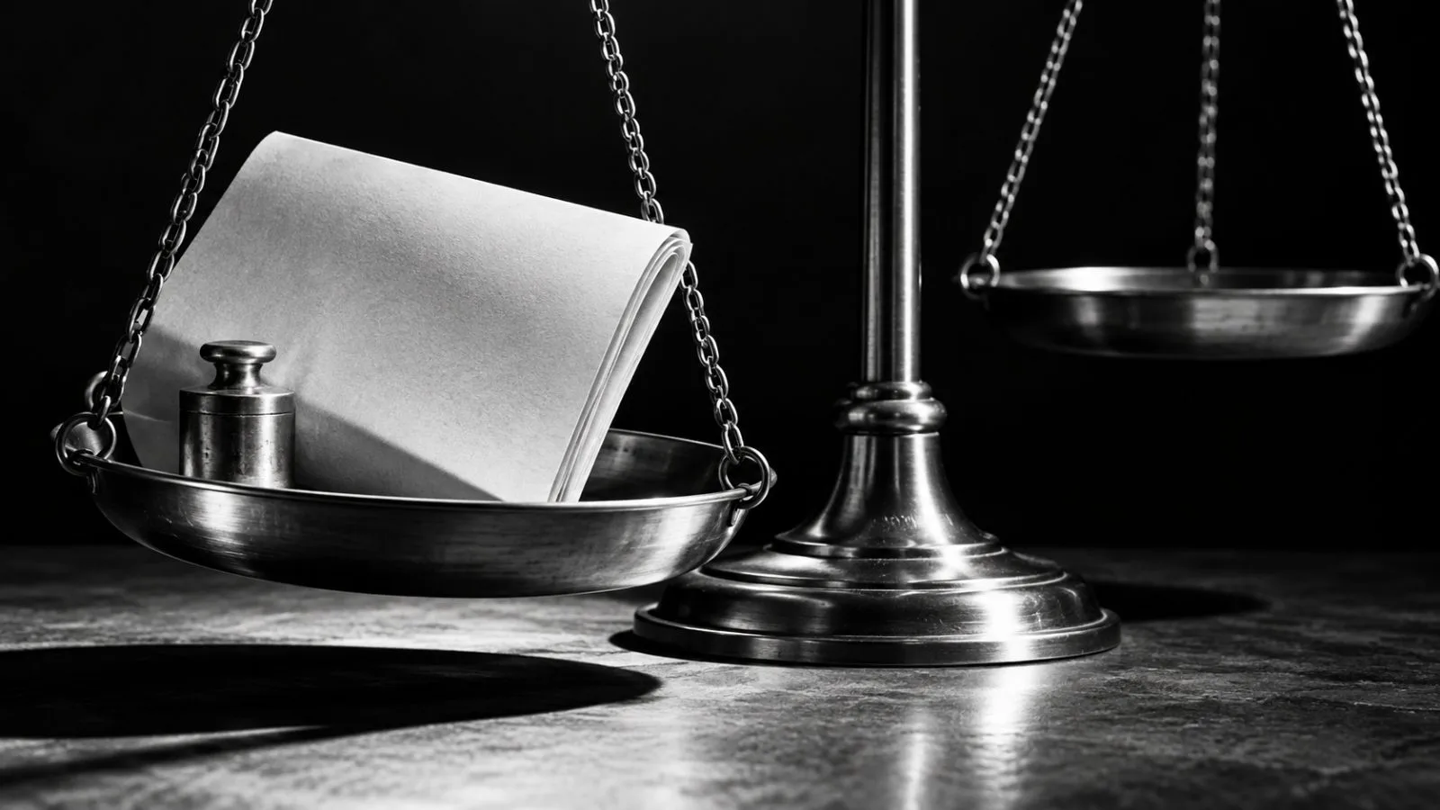 A folded earnings sheet rests beside a tilted brass balance scale / TokenPost.ai