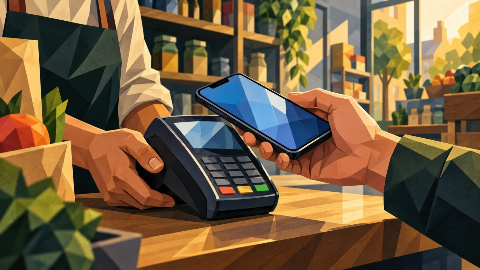 Smartphone tapping a compact payment terminal at checkout / TokenPost.ai