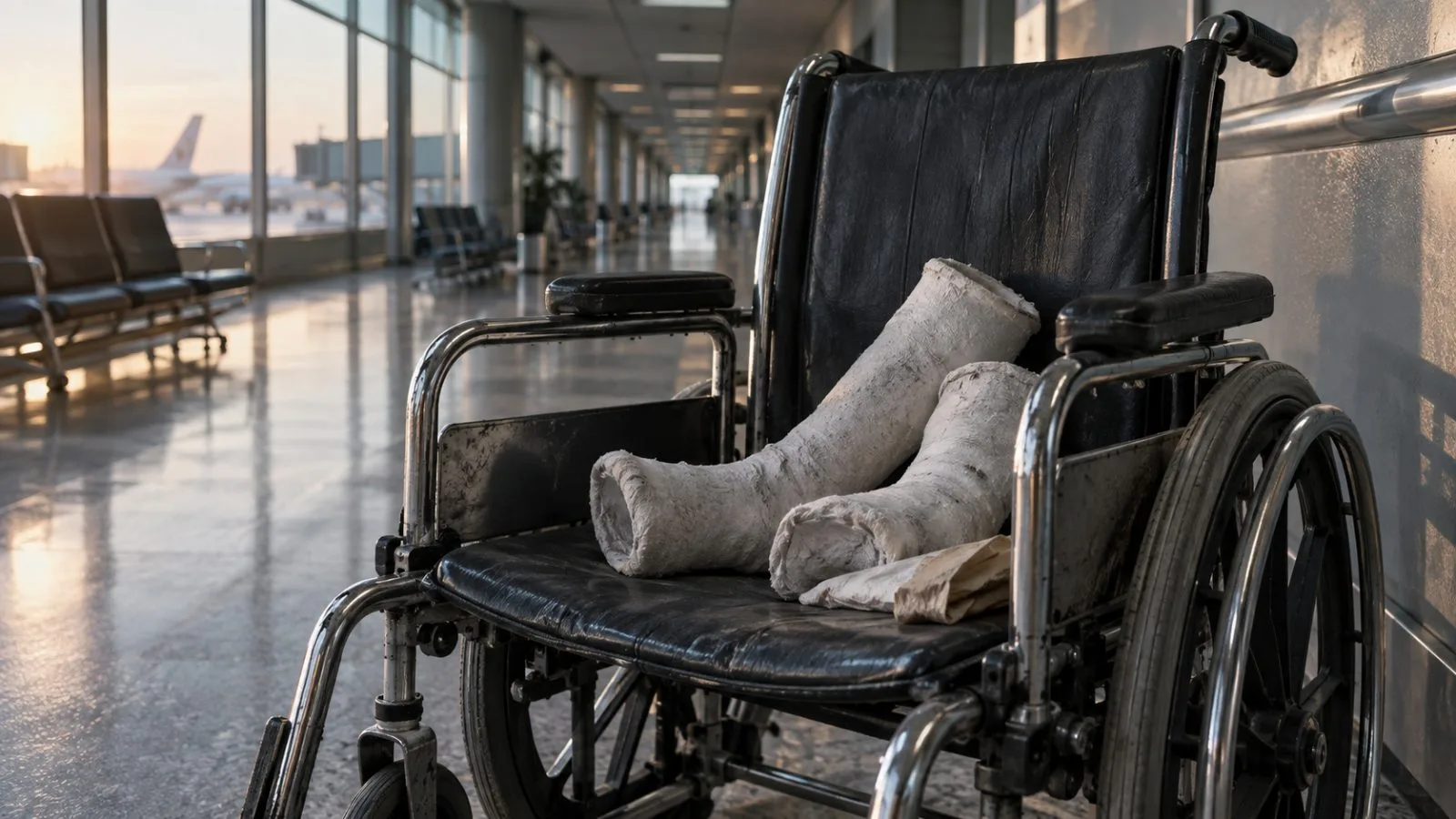 An empty wheelchair rests in a quiet airport corridor / TokenPost.ai