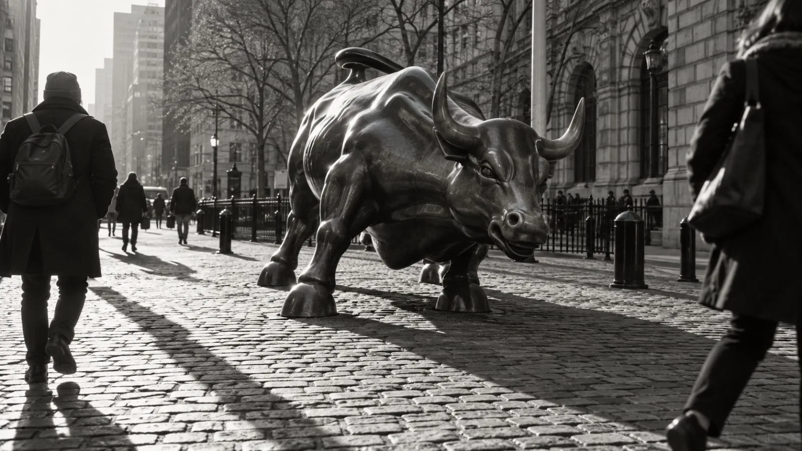A brass closing bell rests beside empty exchange floor seats / TokenPost.ai (mono)