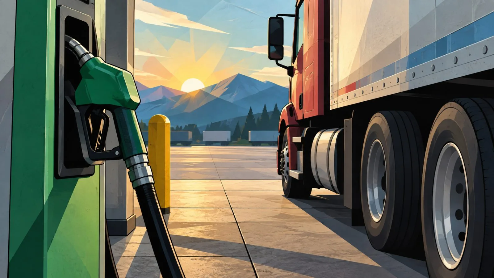 Diesel nozzle beside a parked freight truck at dawn / TokenPost.ai