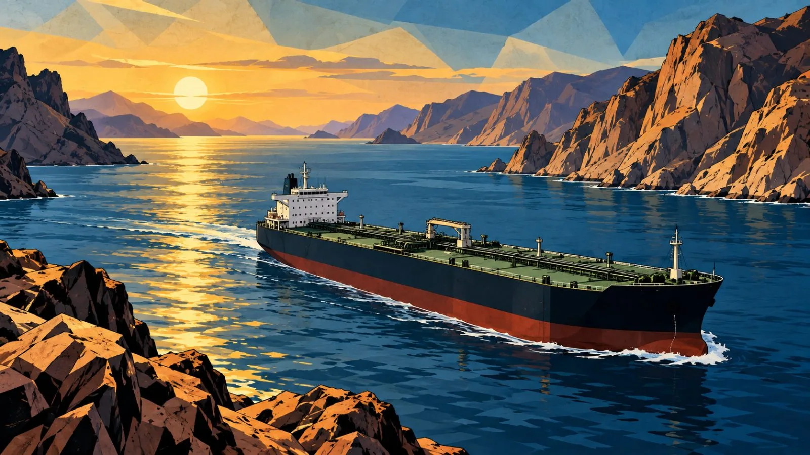 Commercial tanker crossing a narrow strait between rugged coastlines / TokenPost.ai