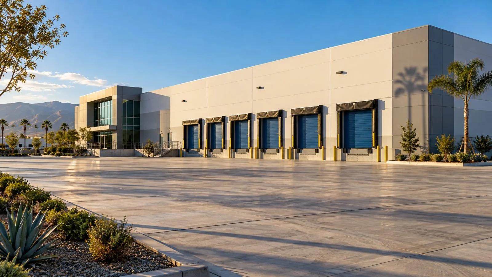 Sunlight falls across loading bays at a Southern California industrial property / TokenPost.ai