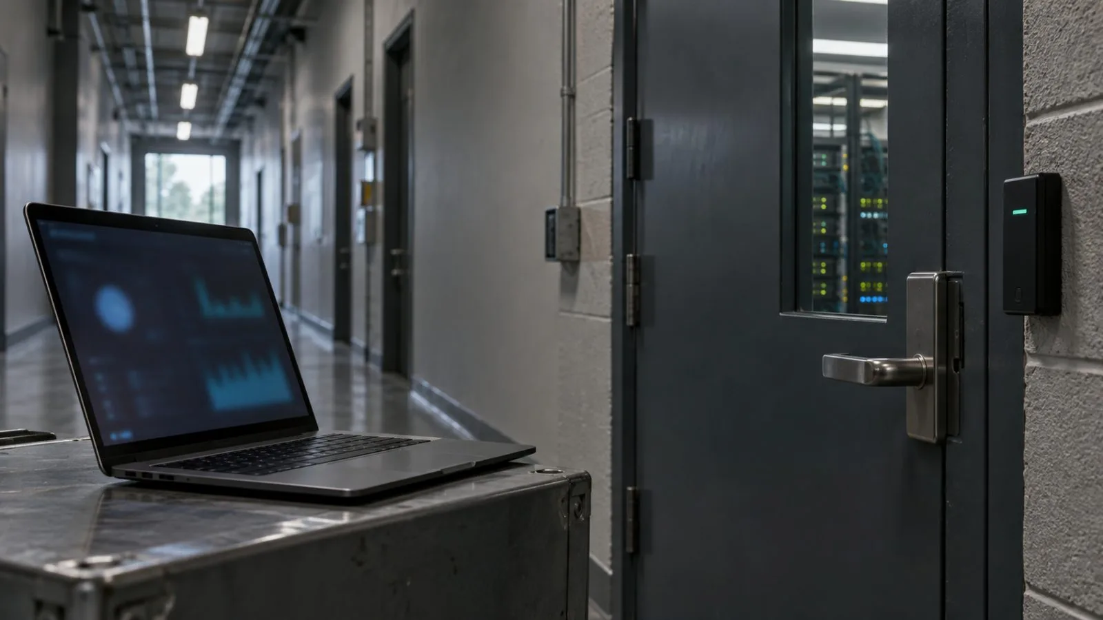 Company laptop beside a secured industrial network operations room / TokenPost.ai
