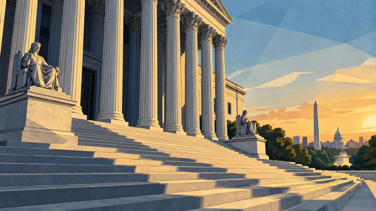 Sunlight falls across the stone steps of a federal courthouse / TokenPost.ai