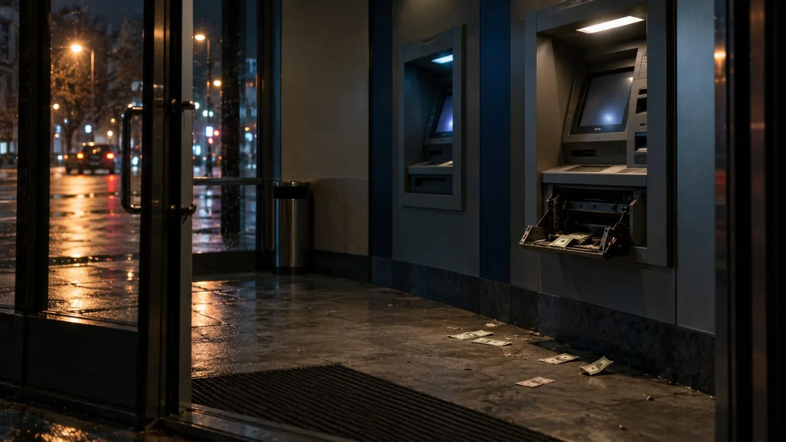 Disconnected ATM inside an empty vestibule at night / TokenPost.ai