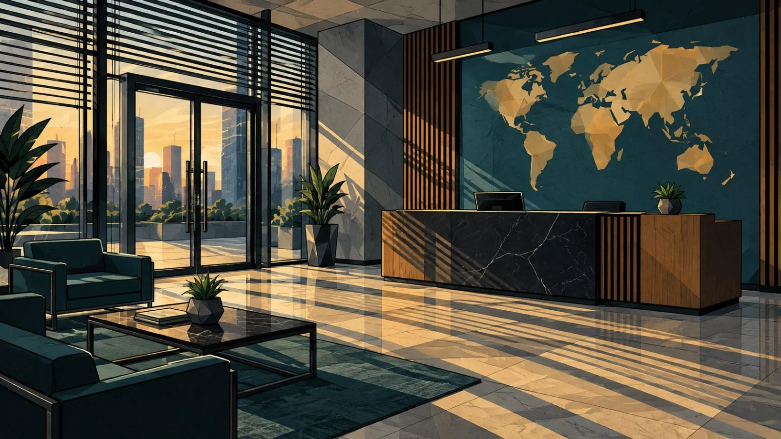 Empty payment office lobby illuminated by late afternoon daylight / TokenPost.ai