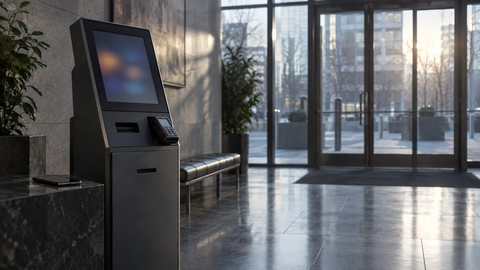 Inactive payment terminal behind a locked service window / TokenPost.ai