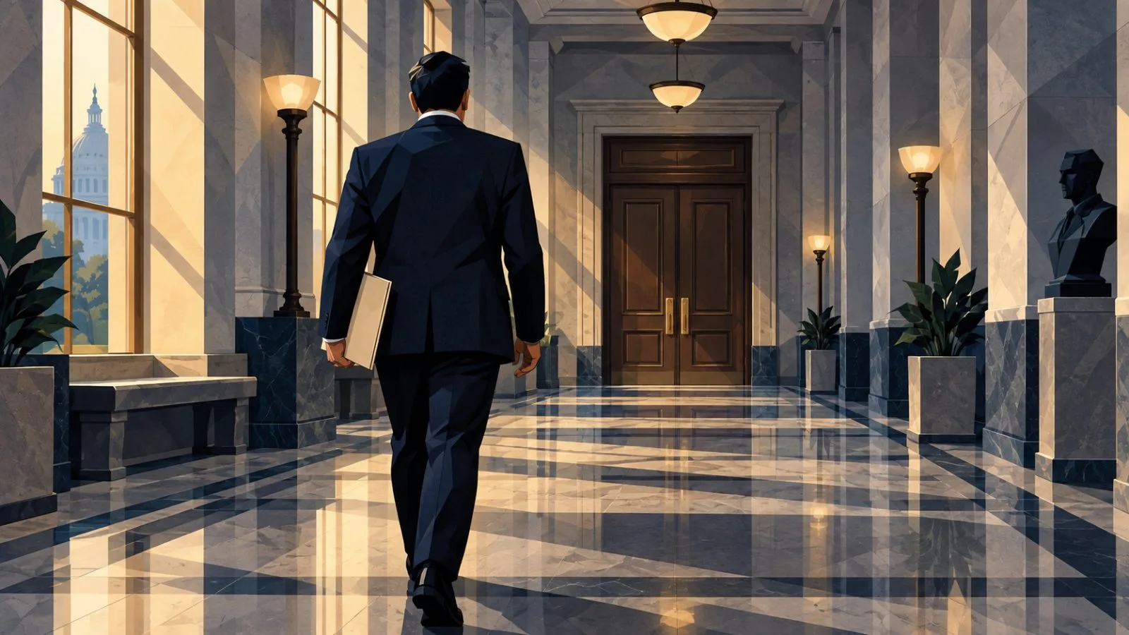 Anonymous official carrying a folder through a federal corridor / TokenPost.ai