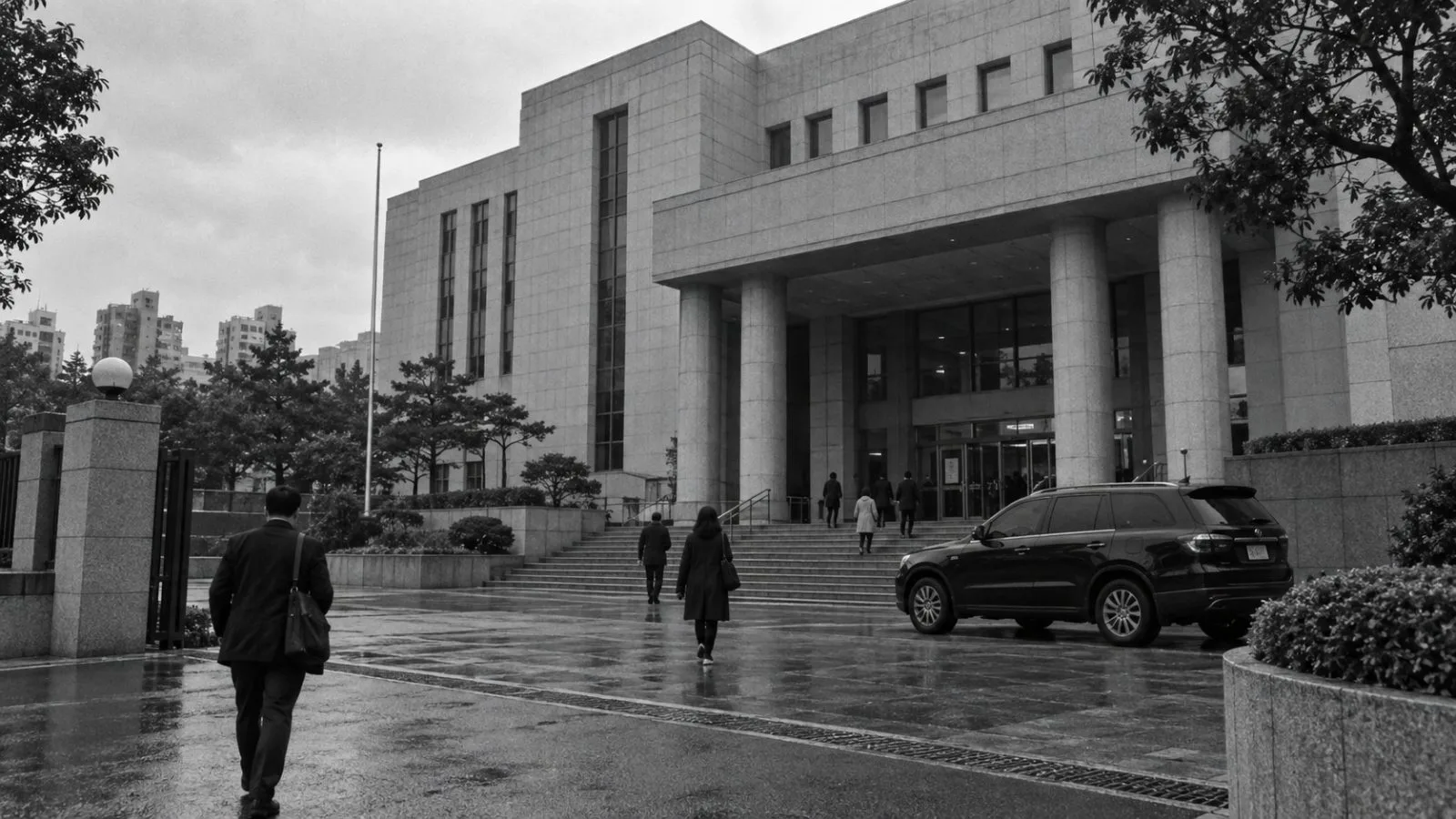 Taiwanese prosecutor’s office entrance under early morning light / TokenPost.ai