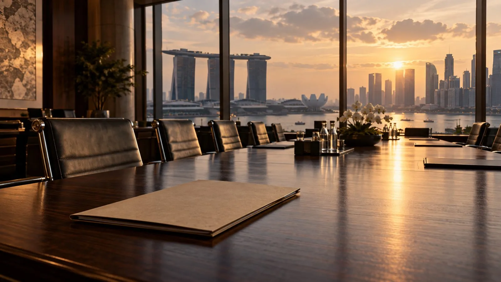 An unmarked folder rests between empty chairs in a conference room / TokenPost.ai