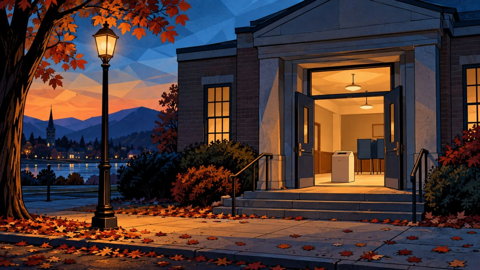 An unmarked ballot box sits inside a polling place at dusk / TokenPost.ai
