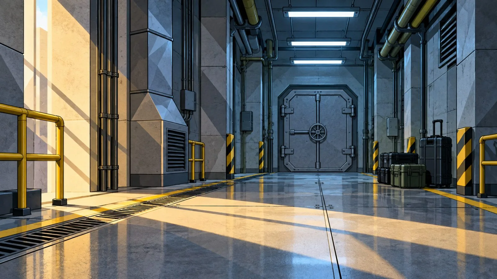 Inspection cases sit outside a sealed industrial facility door / TokenPost.ai