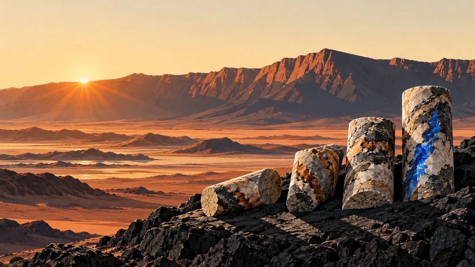 Mineral core samples rest against a barren Atacama ridge. / TokenPost.ai