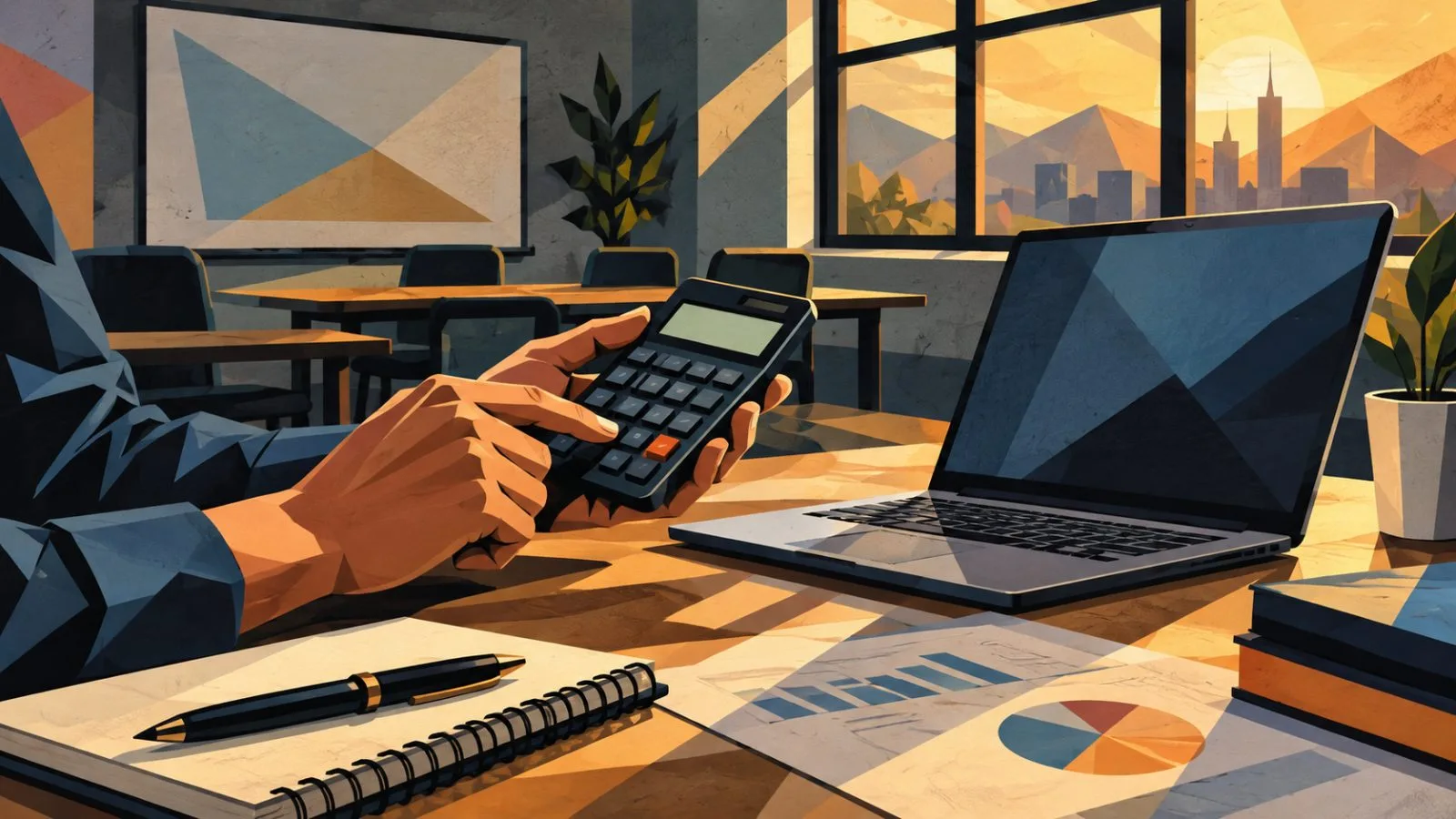 Calculator and laptop arranged in a quiet finance training room / TokenPost.ai