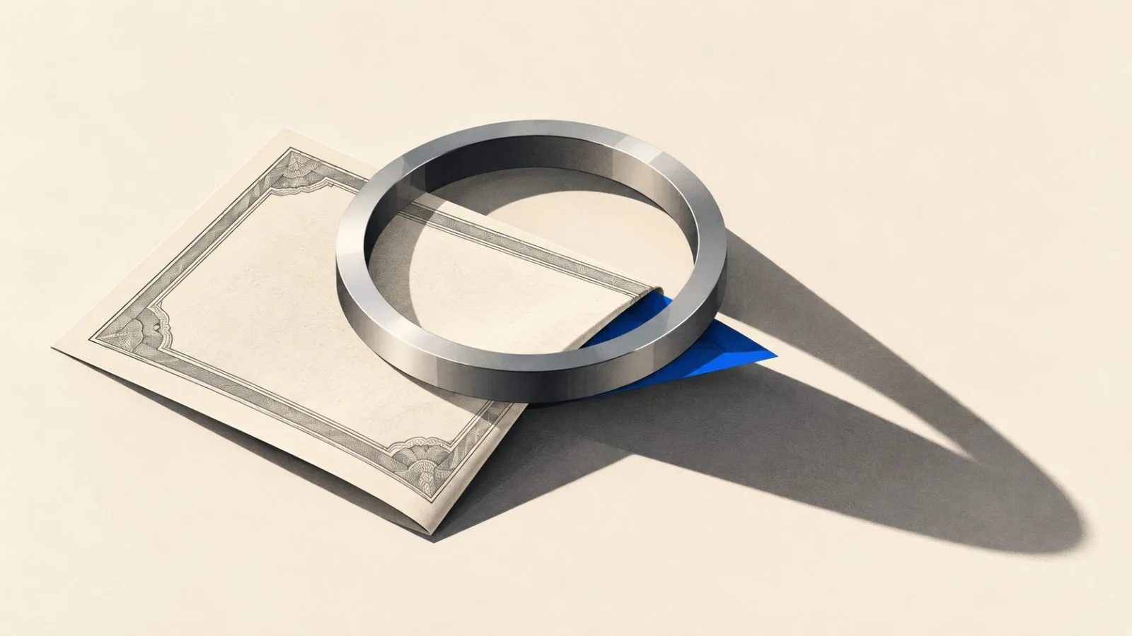 A folded Treasury bond rests inside a polished metal ring / TokenPost.ai