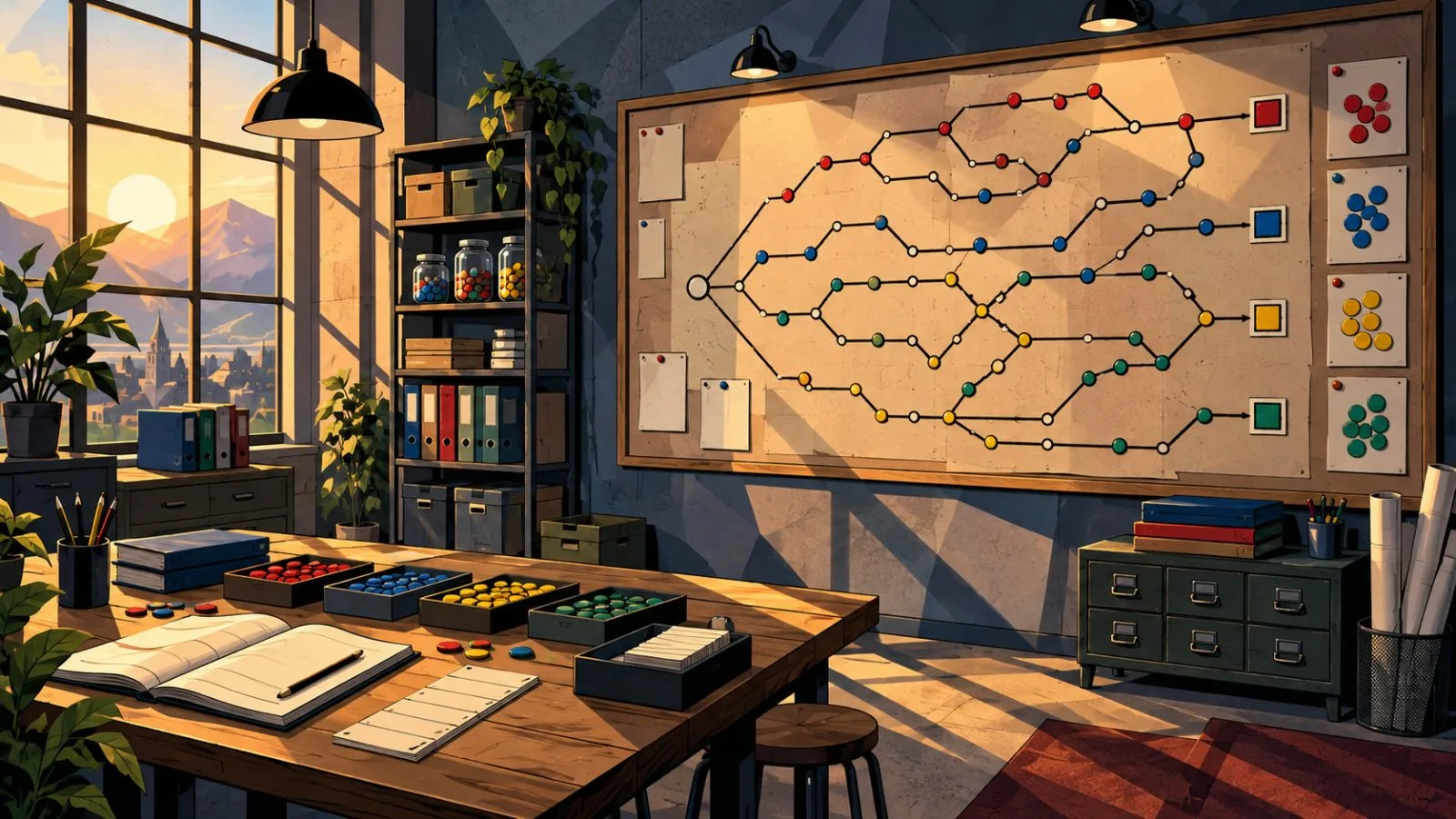 Colored markers trace branching paths across a testing board / TokenPost.ai