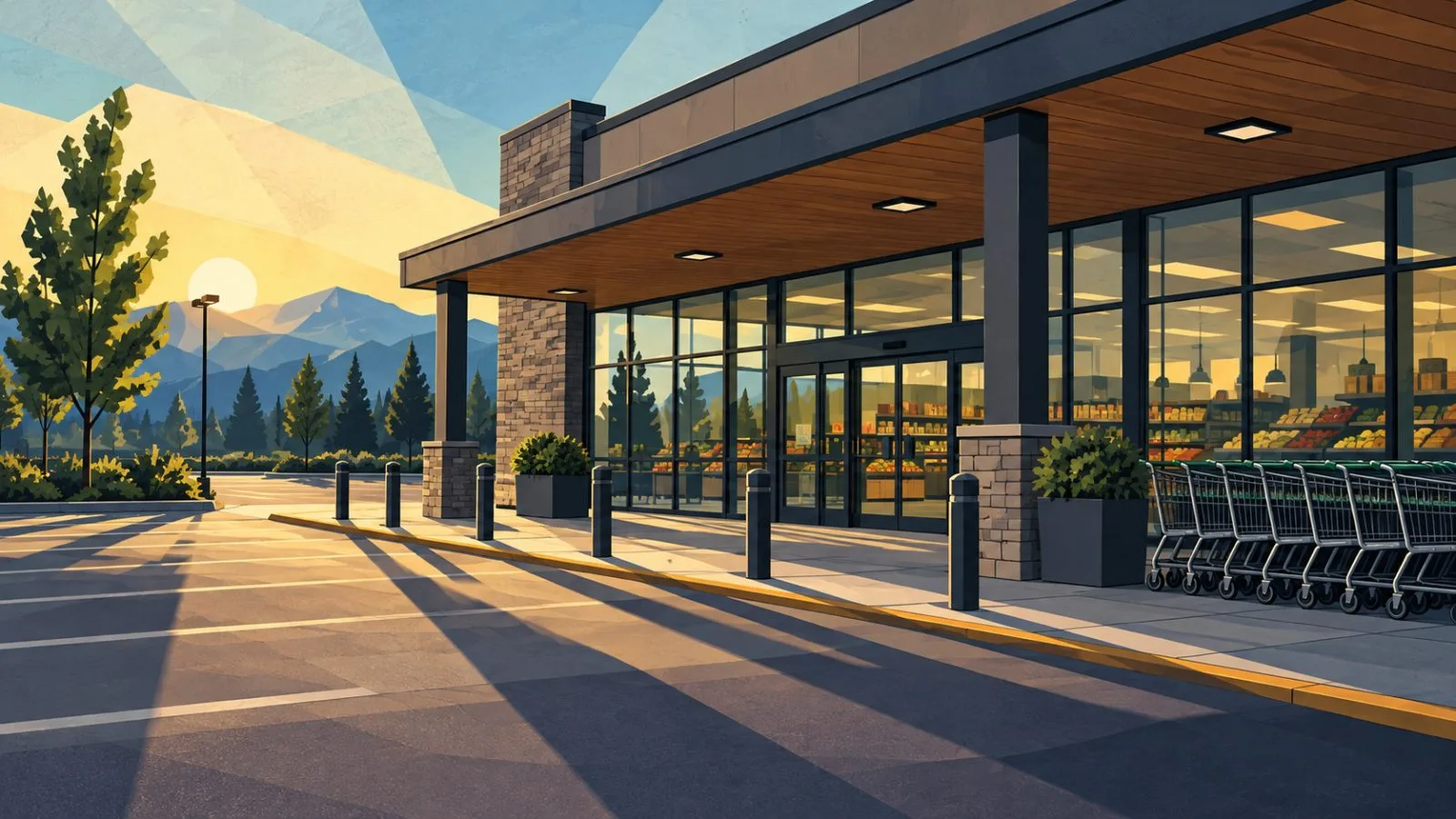 Grocery delivery totes beside a supermarket loading dock / TokenPost.ai