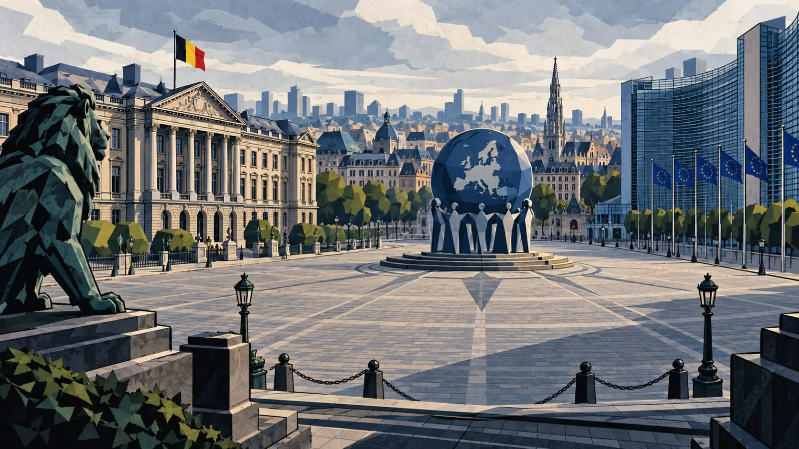 Brussels government buildings surround an empty public square / TokenPost.ai