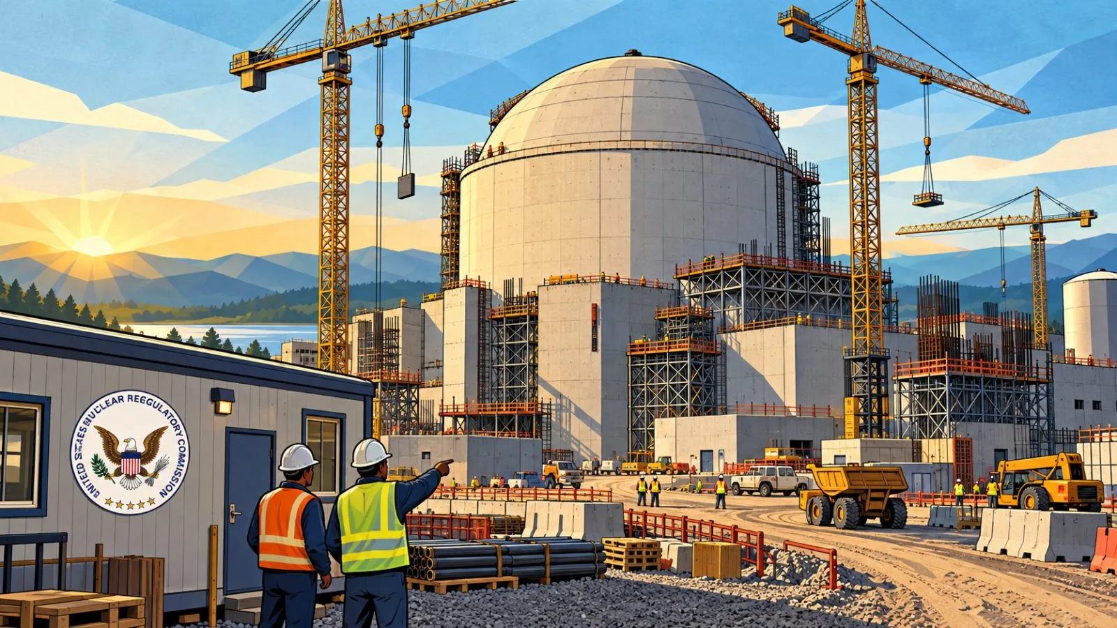 Concrete containment dome and cranes rise above a quiet construction site / TokenPost.ai