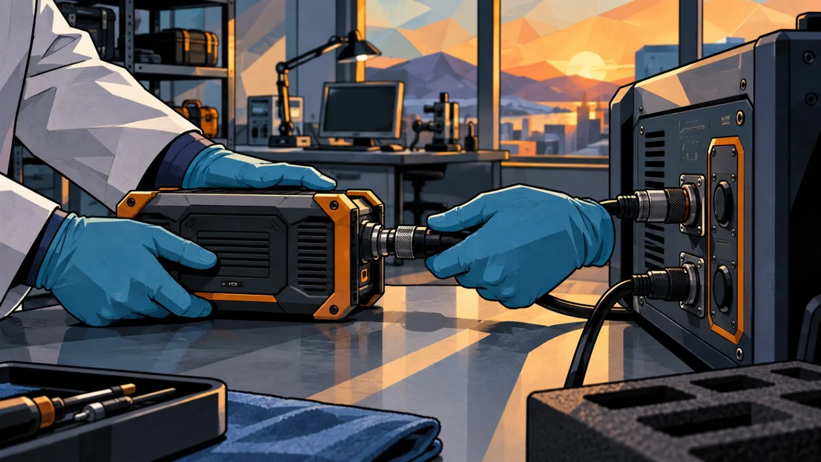 Hands connect testing equipment beside a deployment control box / TokenPost.ai