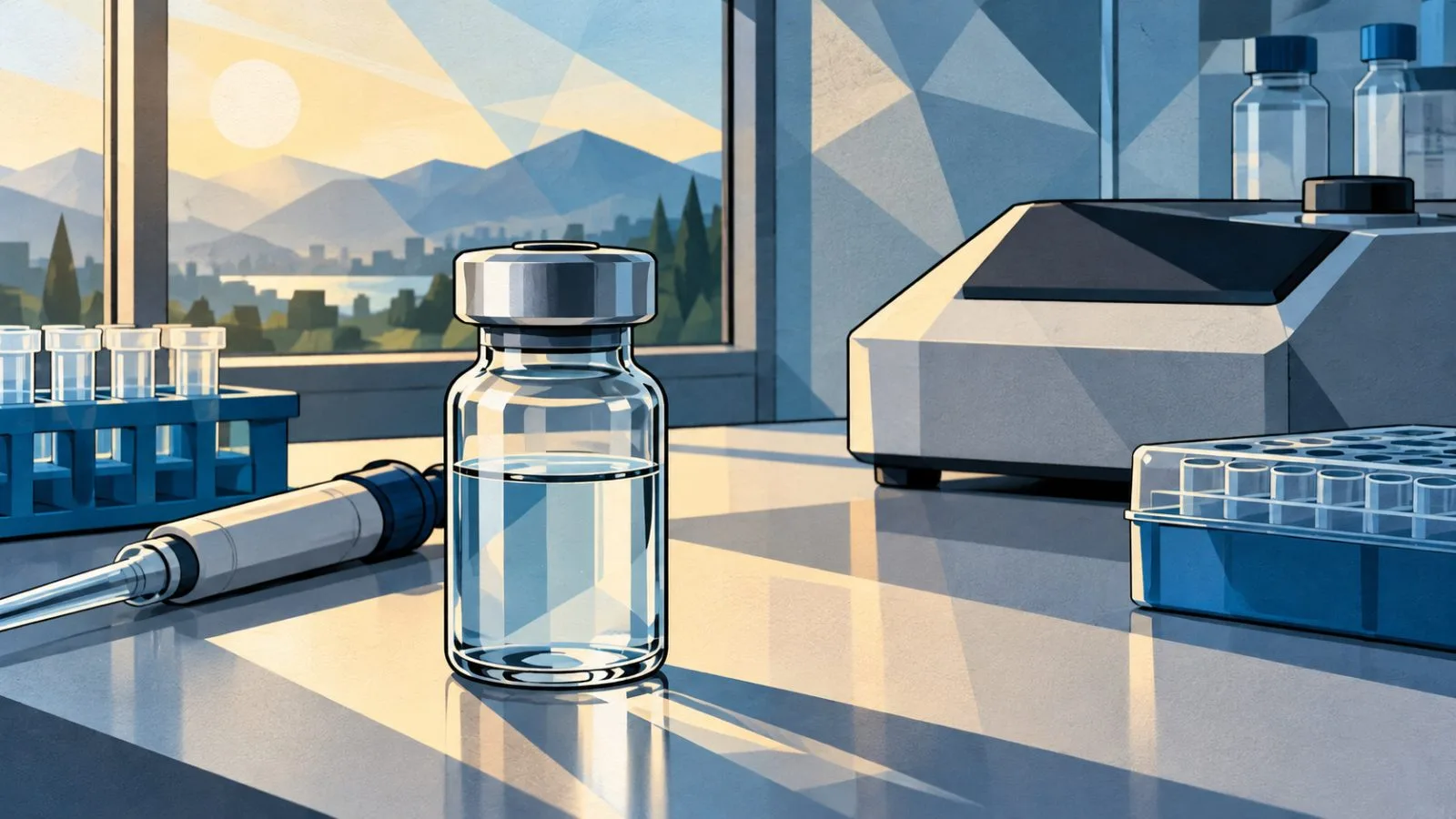 A sealed research vial beside laboratory instruments in morning light / TokenPost.ai