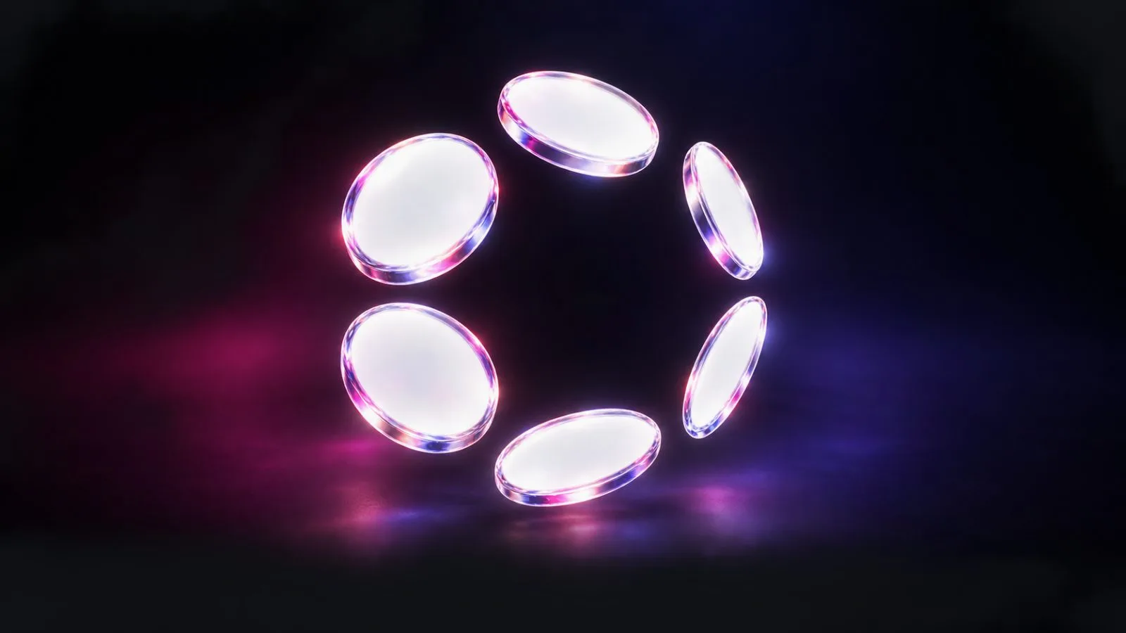 A magenta and white token rests on a dark counter / TokenPost.ai