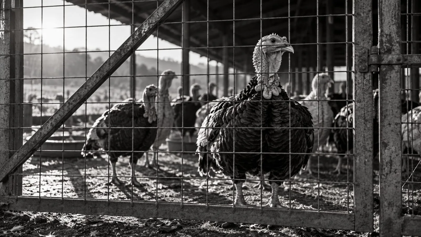 Turkeys stand behind the closed gate of a poultry barn / TokenPost.ai