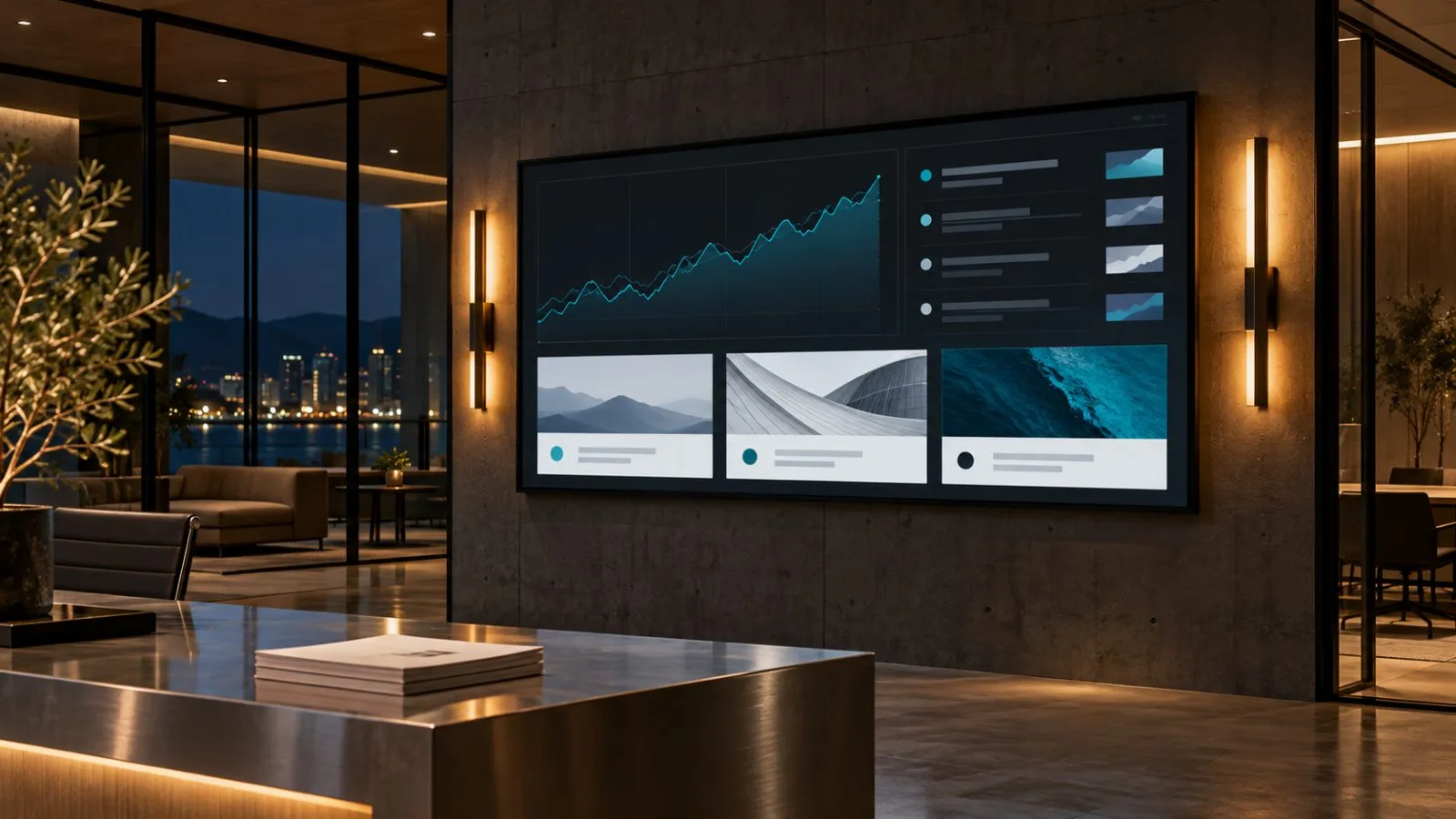 An unlettered investor relations page glows on a wall display / TokenPost.ai