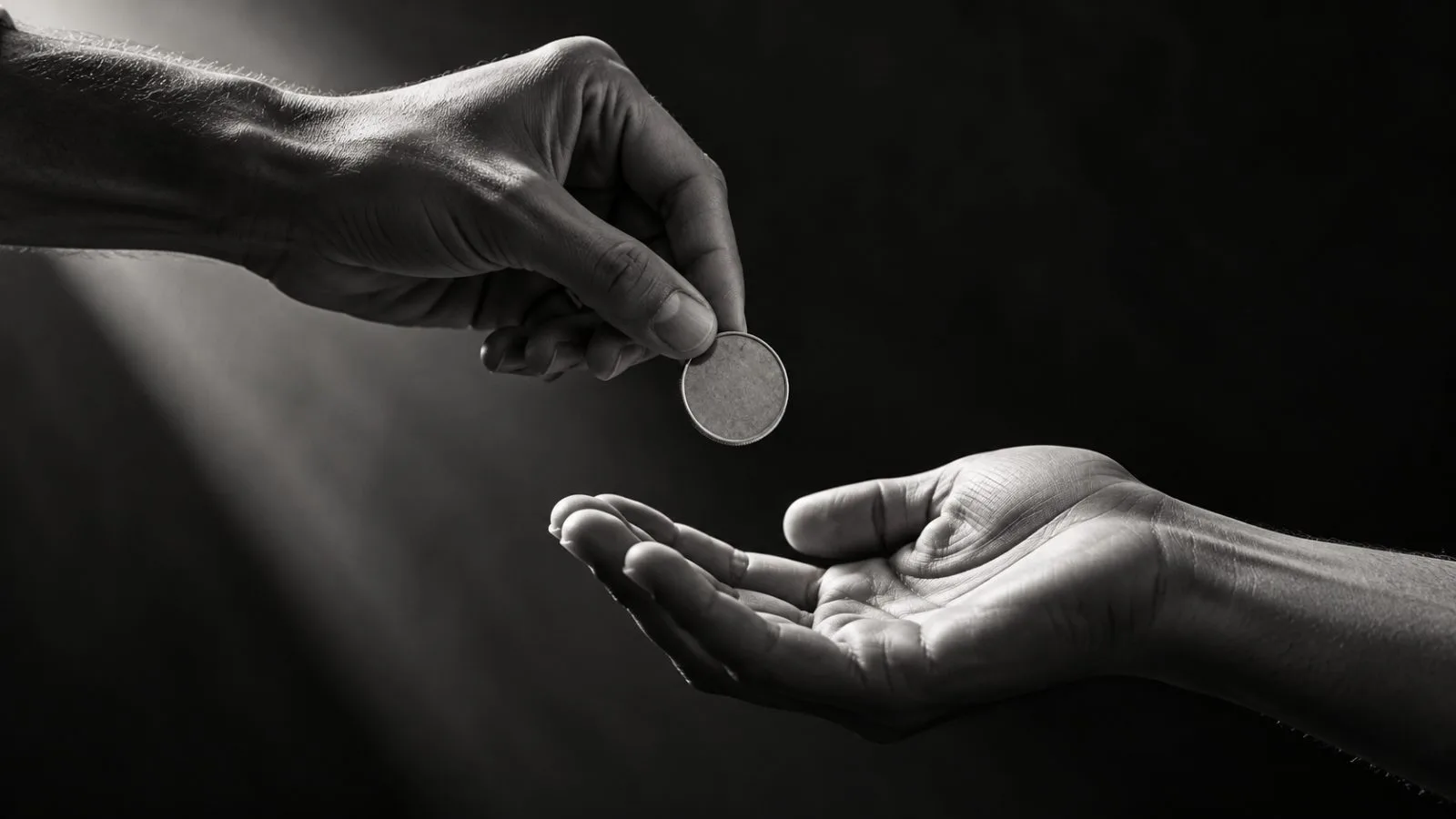 A single coin passes from one open palm to another / TokenPost.ai